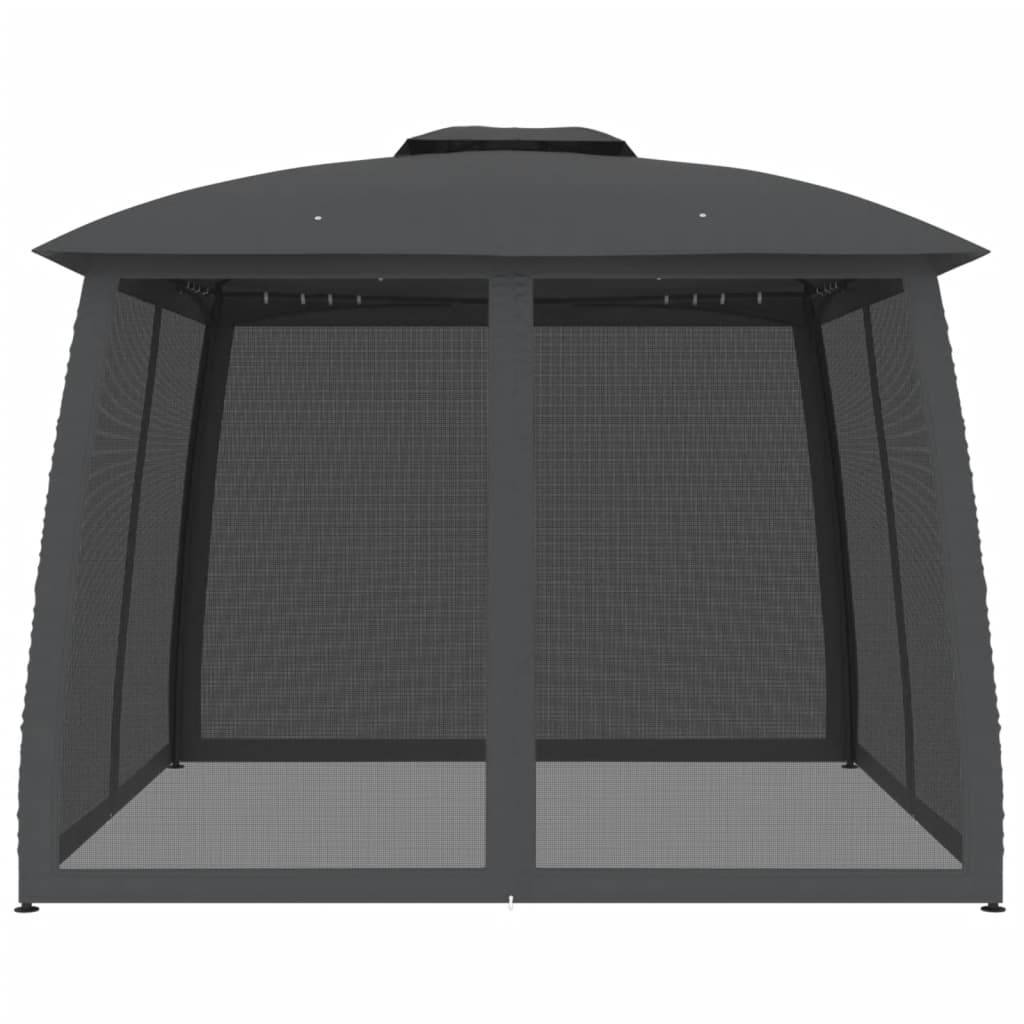 vidaXL Pavillon mit Doppeldach & Netzwänden Anthrazit 2,93x2,93m Stahl