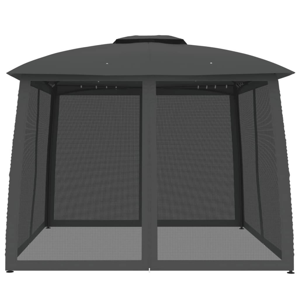 vidaXL Pavillon mit Doppeldach & Netzwänden Anthrazit 2,93x2,93m Stahl