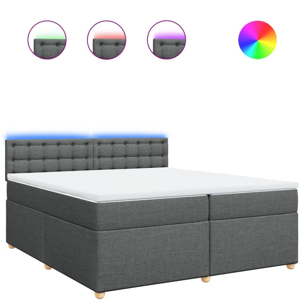 vidaXL Boxspringbett mit Matratze Dunkelgrau 200x200 cm Stoff