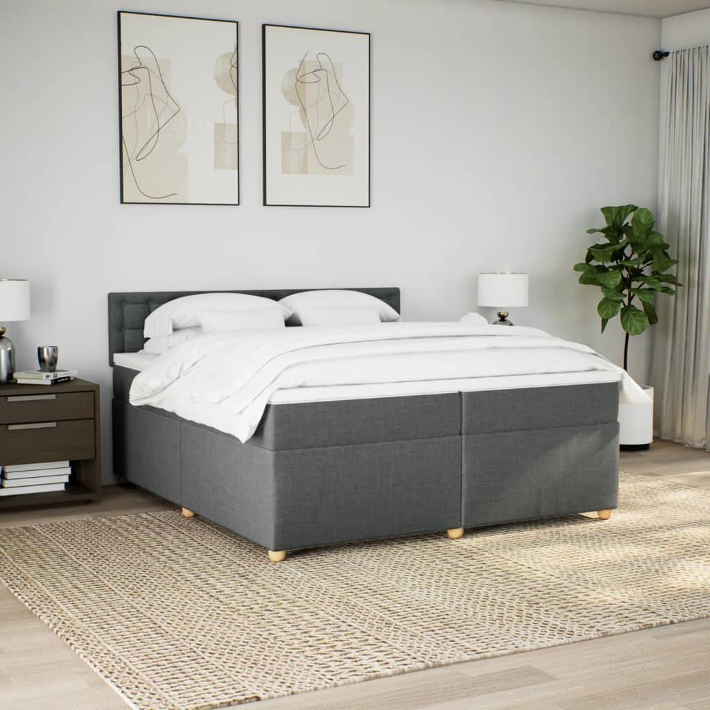vidaXL Boxspringbett mit Matratze Dunkelgrau 200x200 cm Stoff
