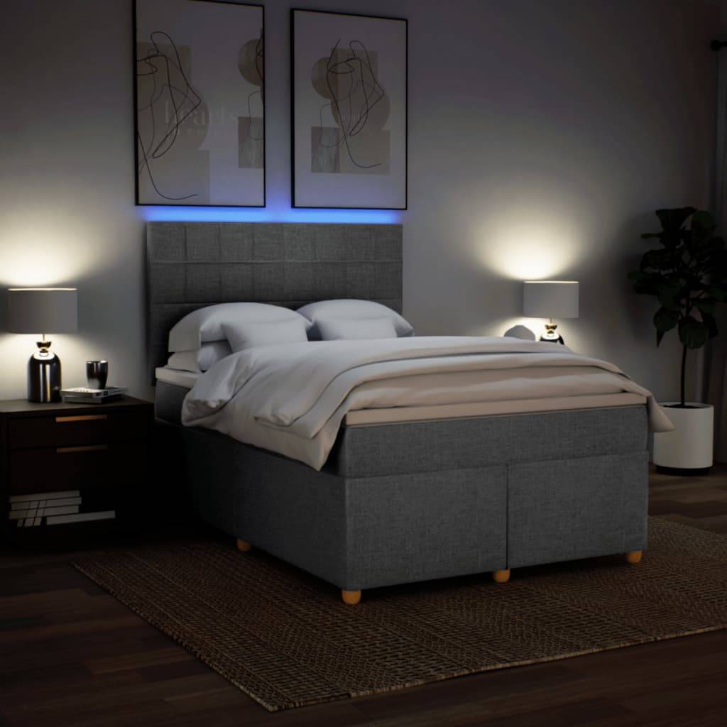 vidaXL Boxspringbett mit Matratze Hellgrau 140x190 cm Stoff