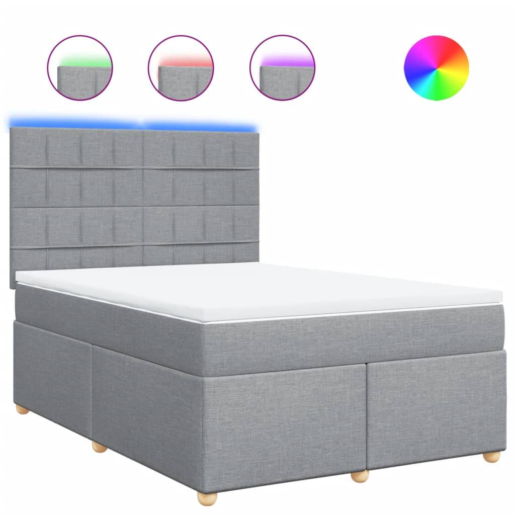 vidaXL Boxspringbett mit Matratze Hellgrau 140x190 cm Stoff