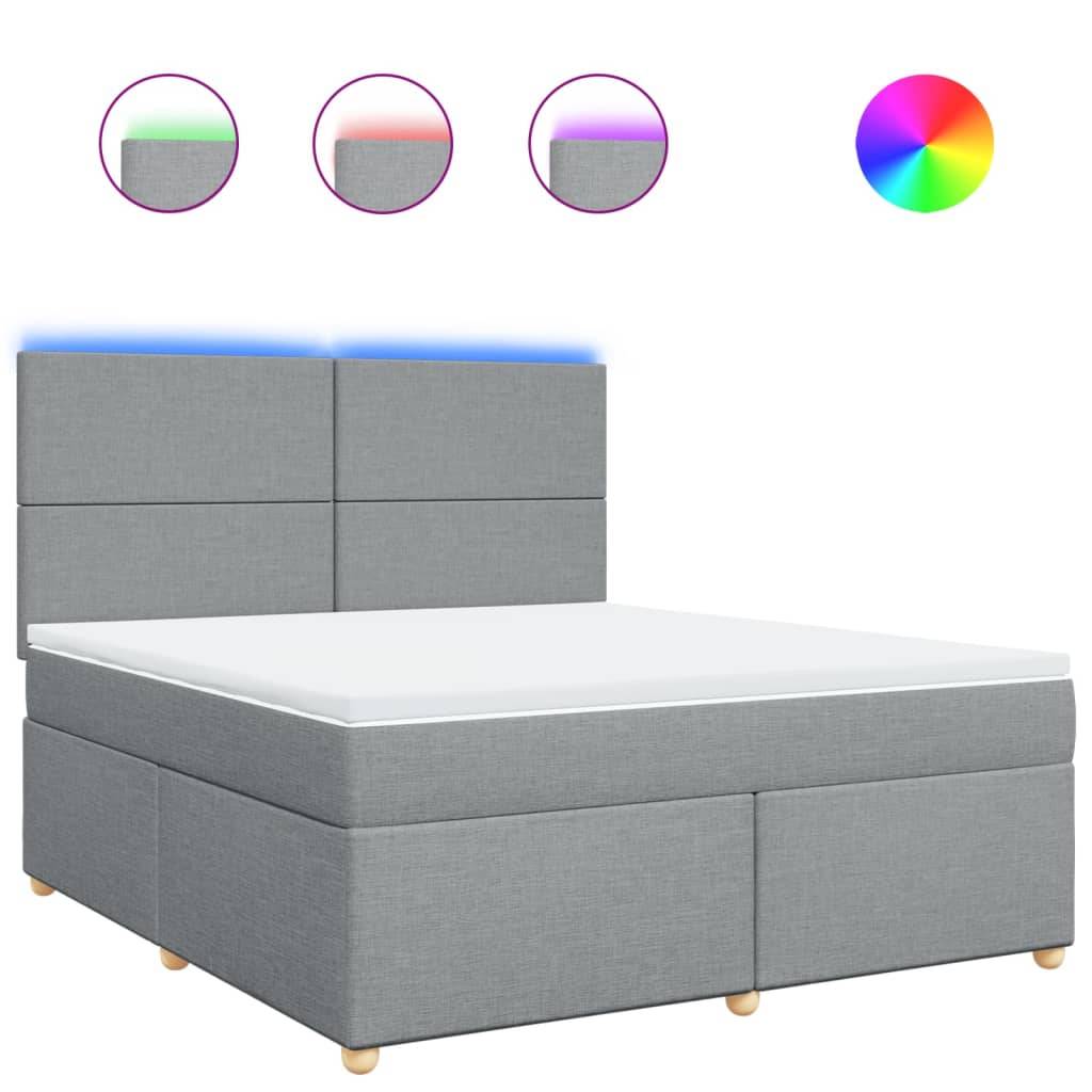 vidaXL Boxspringbett mit Matratze Hellgrau 180x200 cm Stoff