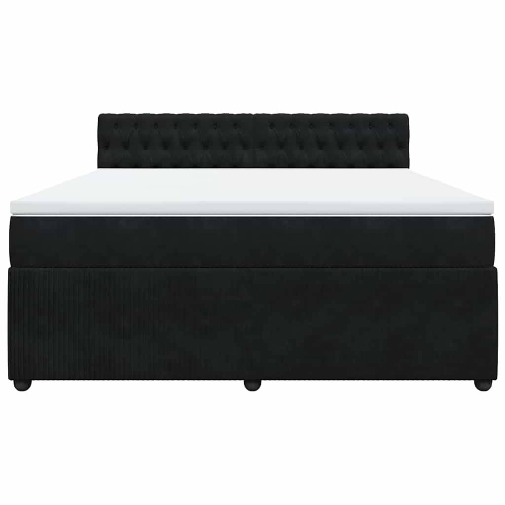 vidaXL Boxspringbett mit Matratze Schwarz 180x200 cm Samt