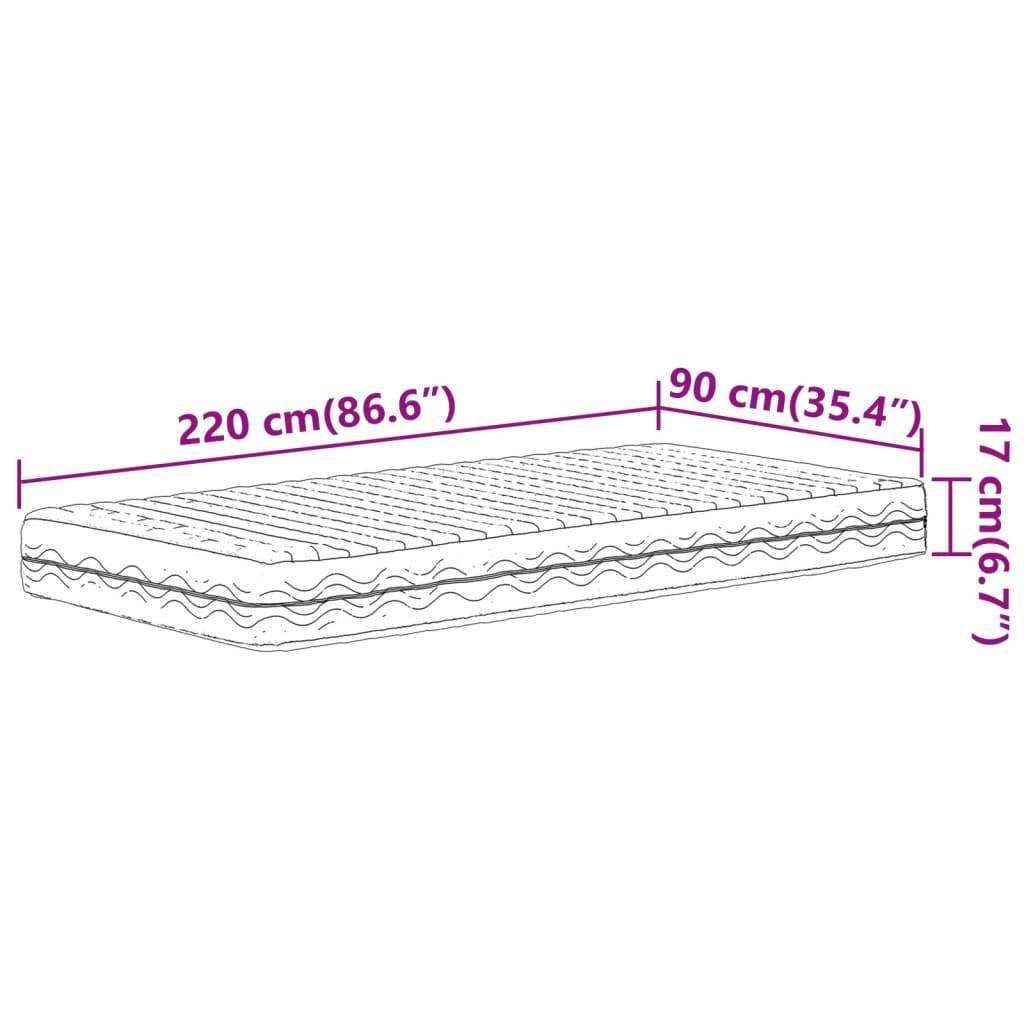 vidaXL Schaumstoffmatratze Weiß 90x220 cm Härtegrad H2 H3