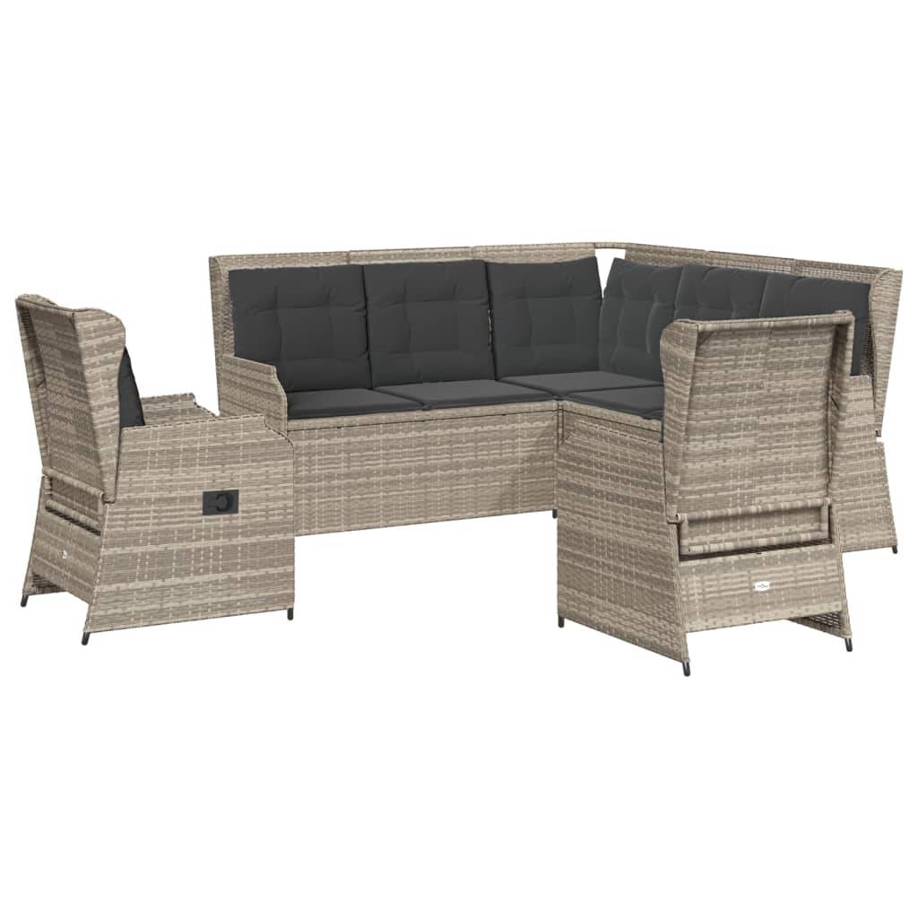 vidaXL 5-tlg. Garten-Lounge-Set mit Kissen Hellgrau Poly Rattan