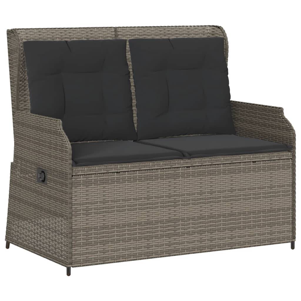 vidaXL 3-tlg. Garten-Lounge-Set mit Kissen Grau Poly Rattan