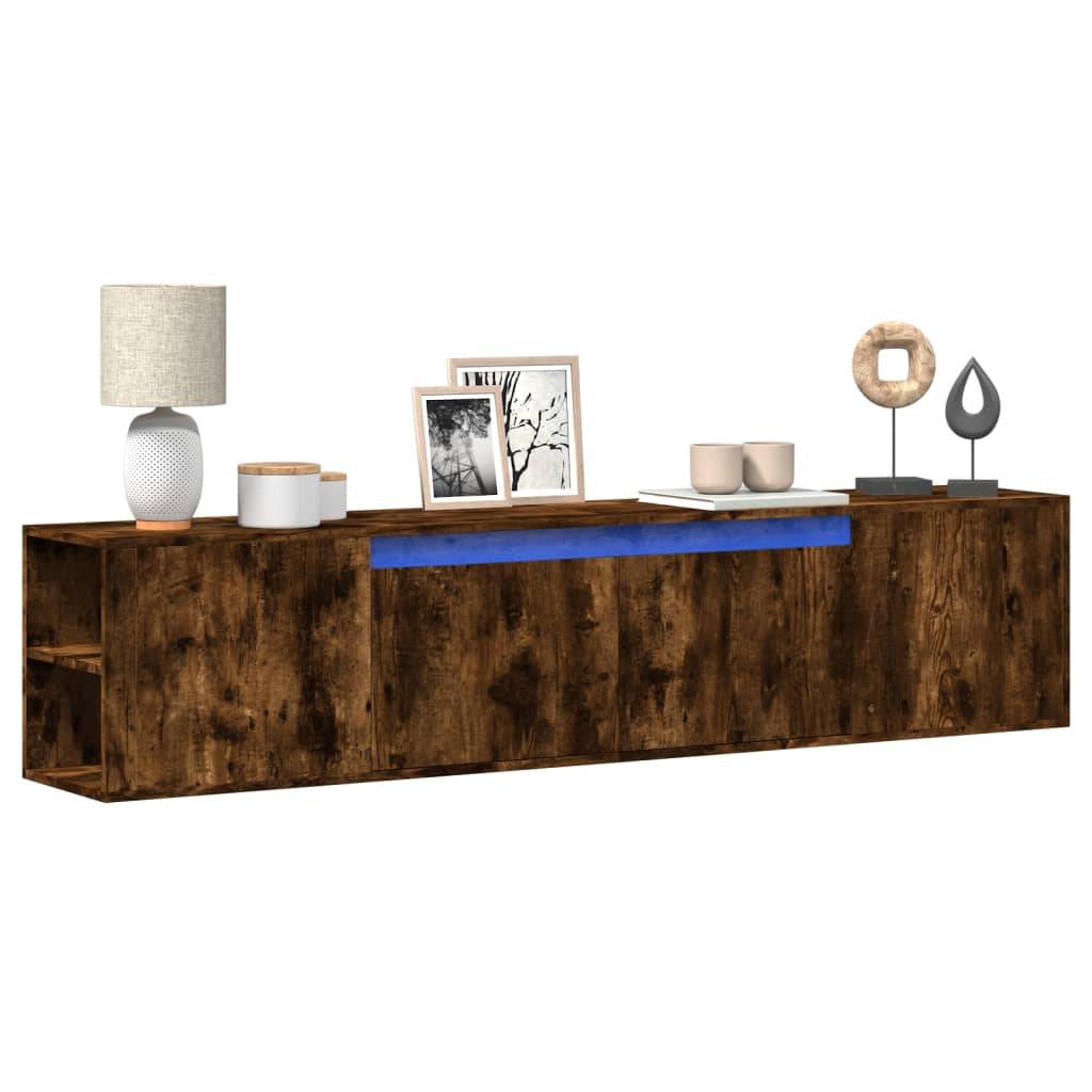 vidaXL TV-Wandschrank mit LED-Beleuchtung Räuchereiche 180x31x39,5 cm