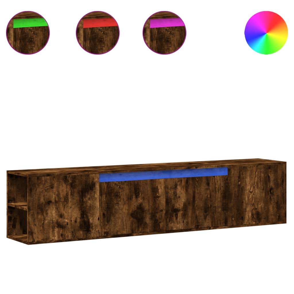 vidaXL TV-Wandschrank mit LED-Beleuchtung Räuchereiche 180x31x39,5 cm