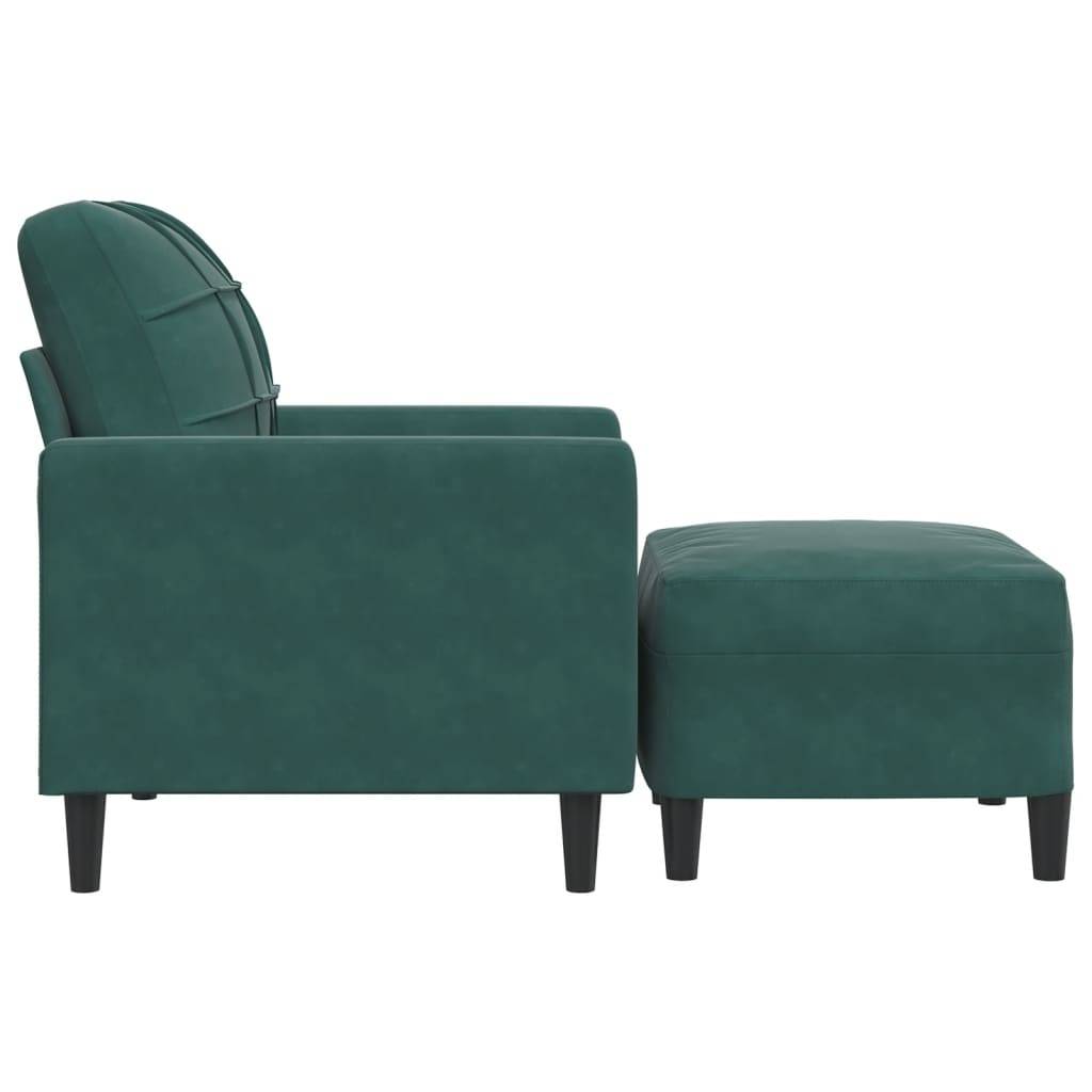 vidaXL Sessel mit Hocker Dunkelgrün 60 cm Samt
