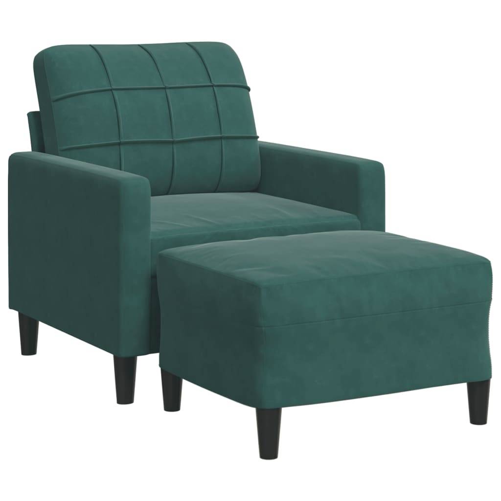 vidaXL Sessel mit Hocker Dunkelgrün 60 cm Samt