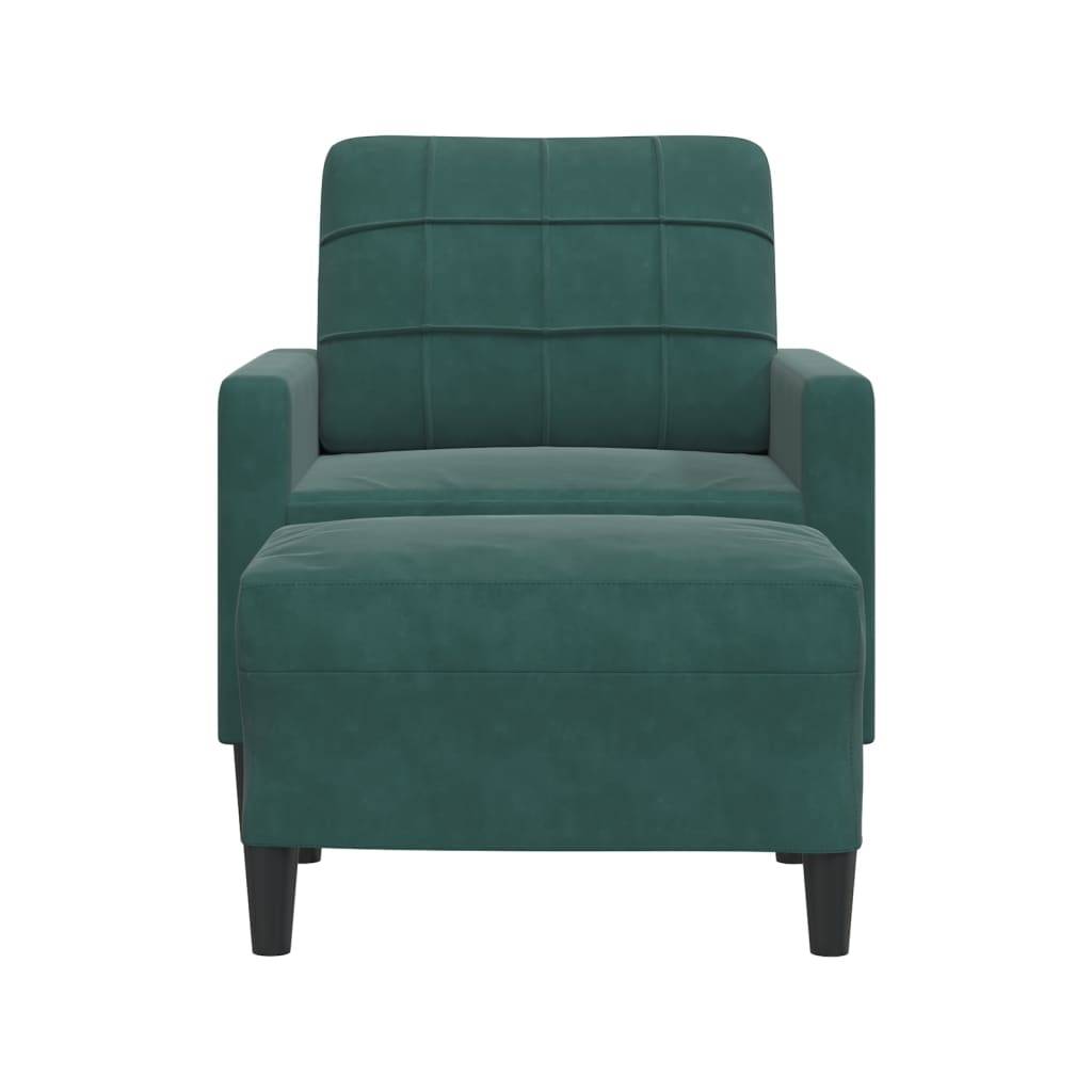 vidaXL Sessel mit Hocker Dunkelgrün 60 cm Samt