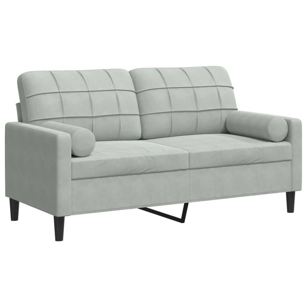 vidaXL 2-Sitzer-Sofa mit Zierkissen Hellgrau 140 cm Samt