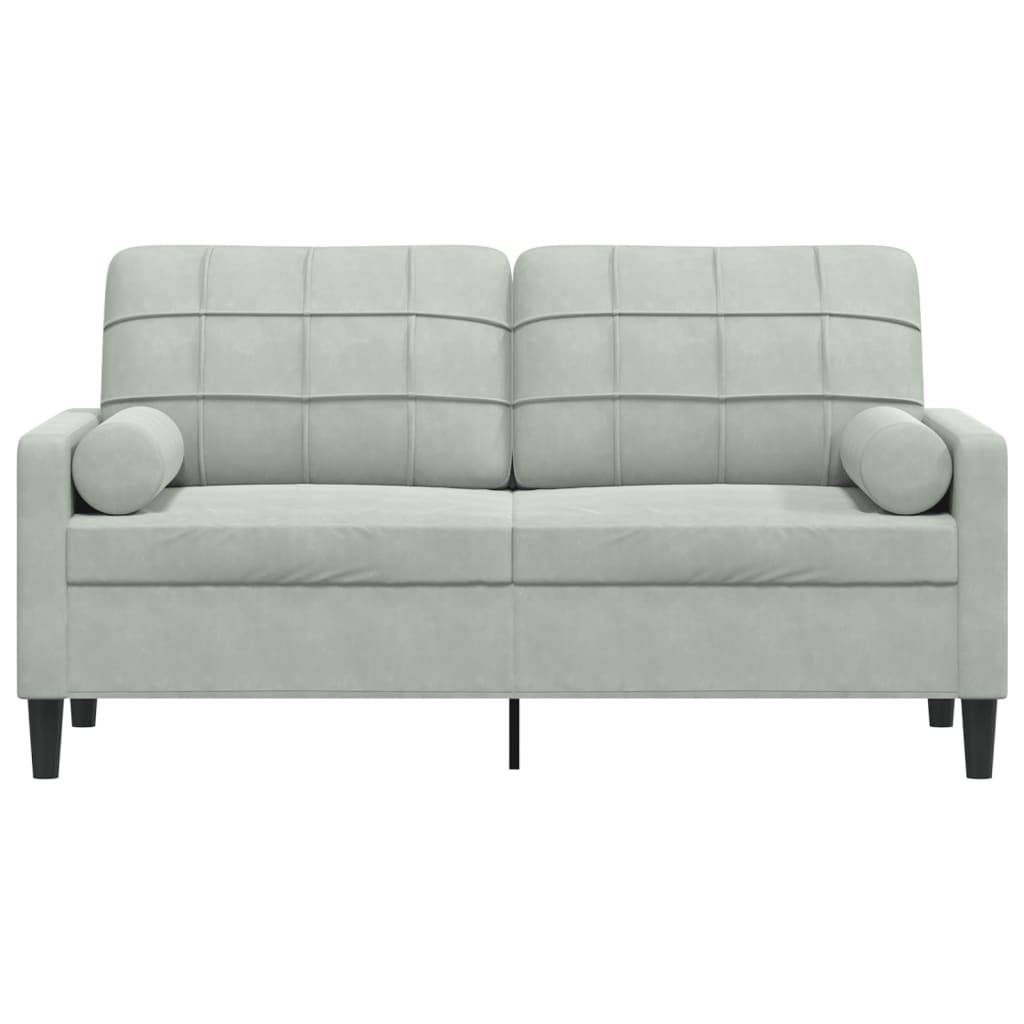 vidaXL 2-Sitzer-Sofa mit Zierkissen Hellgrau 140 cm Samt