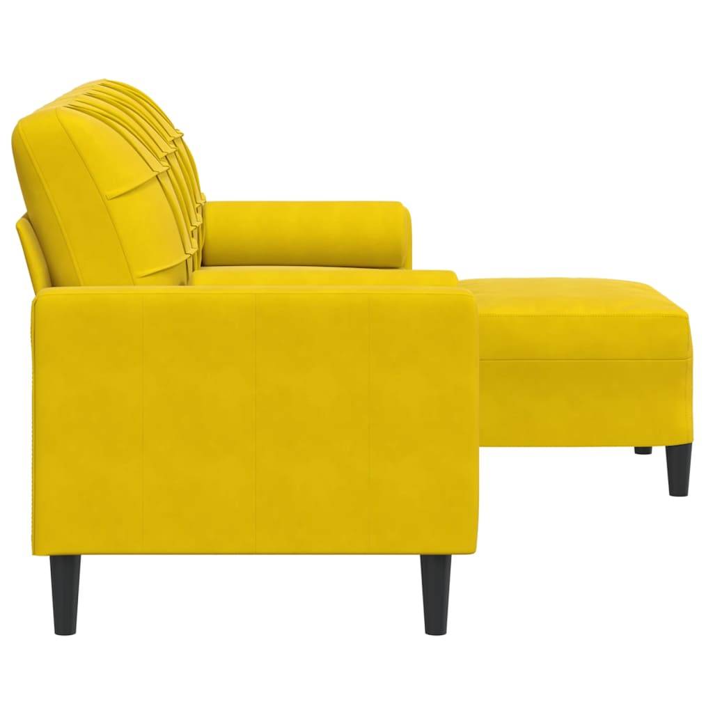 vidaXL 3-Sitzer-Sofa mit Hocker Gelb 180 cm Samt