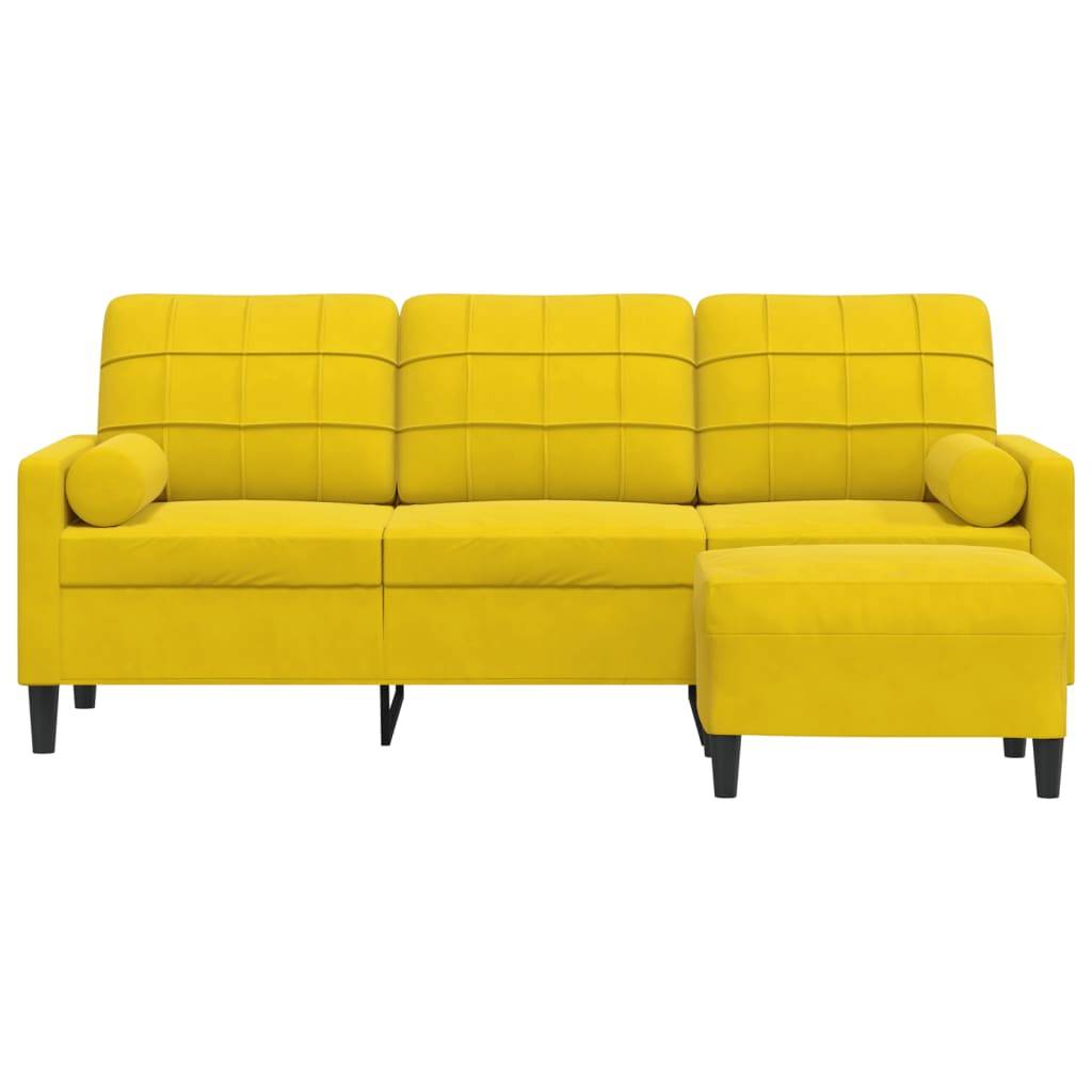 vidaXL 3-Sitzer-Sofa mit Hocker Gelb 180 cm Samt