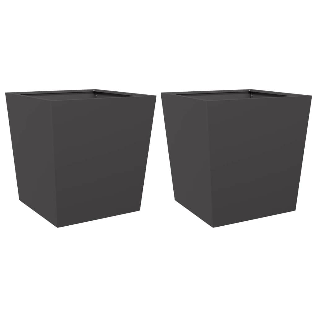 vidaXL Pflanzkübel 2 Stk. Schwarz 50x50x50 cm Stahl