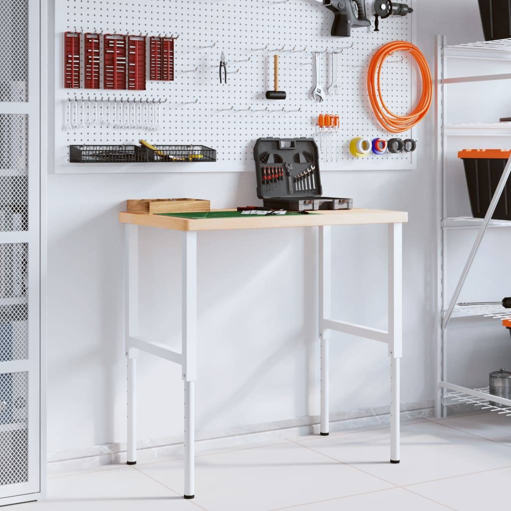 vidaXL Werkbank 100x60x(73-99,5) cm Massivholz Eiche Rechteckig