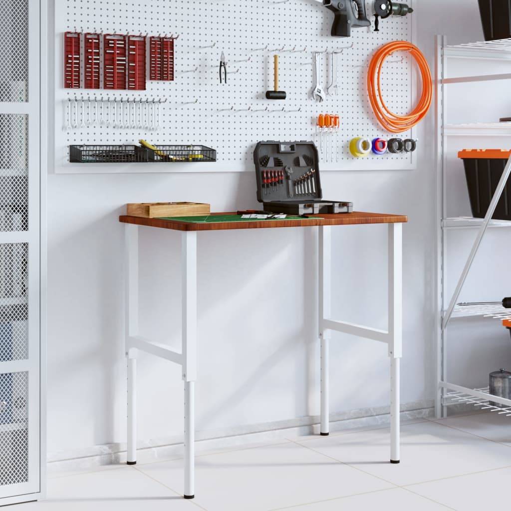 vidaXL Werkbank Dunkelbraun 100x60x(71,5-98) cm Massivholz Eiche