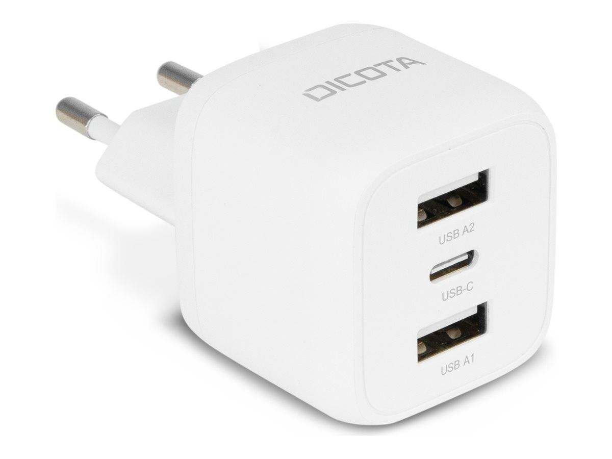 DICOTA - Netzteil - kompakt, Laptop - 32 Watt - 3 A - 3 Ausgabeanschlussstellen (24 pin USB-C, 2 x USB)