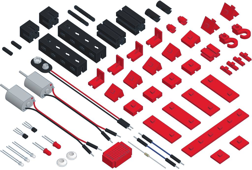 varikabi FT (Fischertechnik) - Roboter-Bausatz zum Stecken mit 12 Funktionen, Elektronik-Bausatz von VARIOBOT