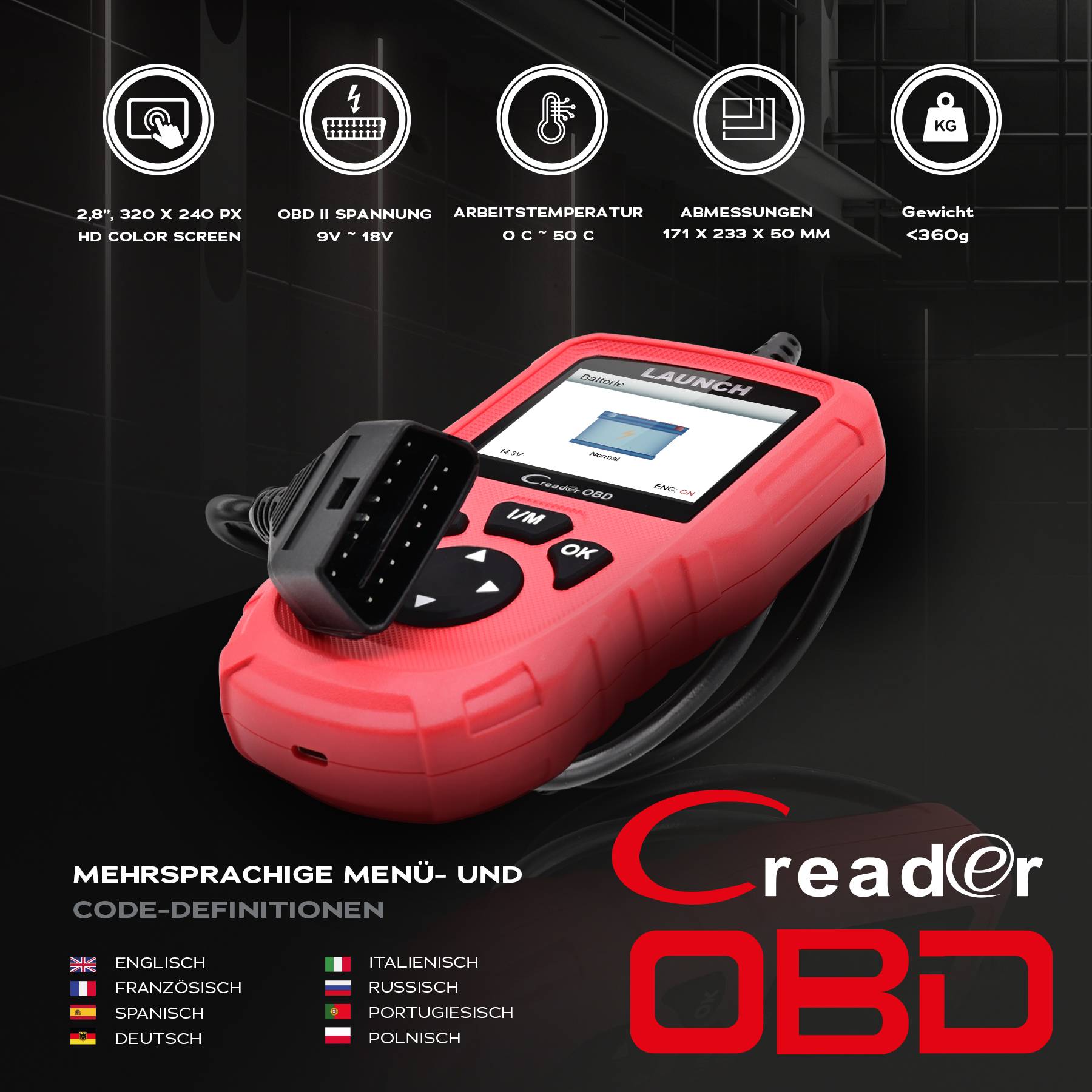 LAUNCH CReader OBD OBD2 KFZ Diagnosegerät Scanner Tester Fehler lesen löschen
