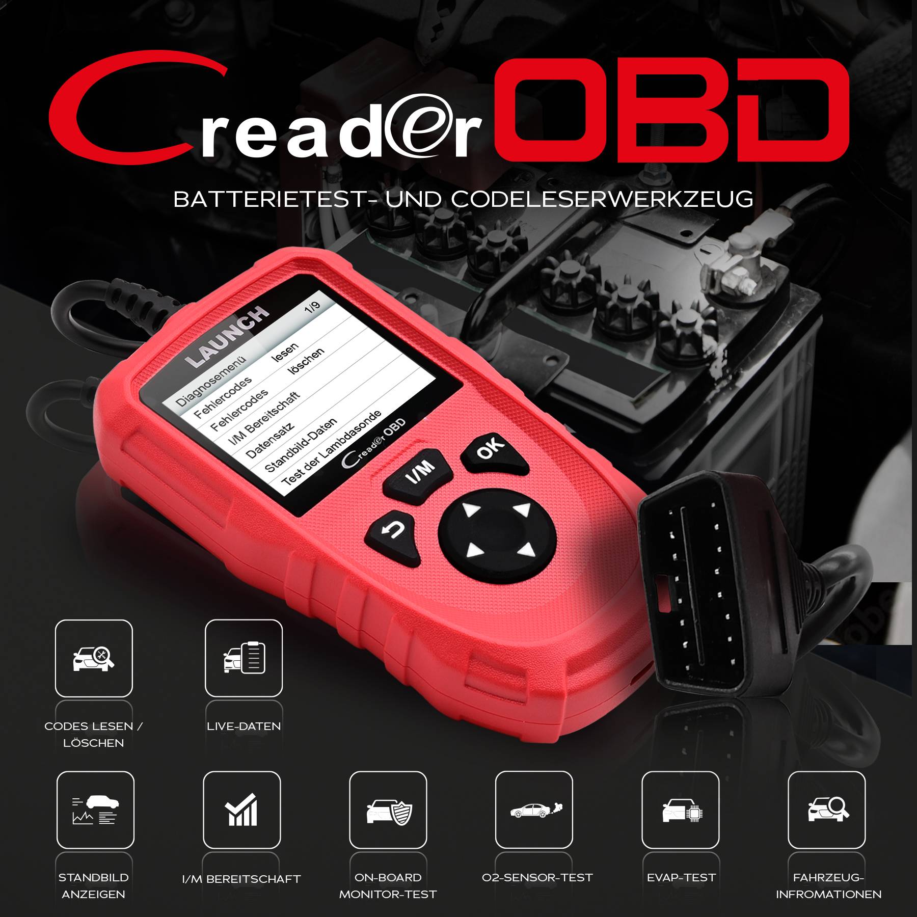 LAUNCH CReader OBD OBD2 KFZ Diagnosegerät Scanner Tester Fehler lesen löschen