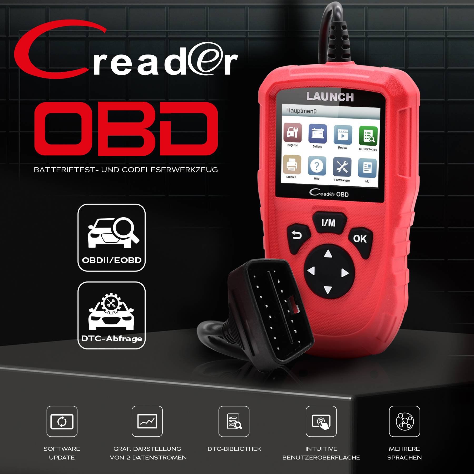 LAUNCH CReader OBD OBD2 KFZ Diagnosegerät Scanner Tester Fehler lesen löschen