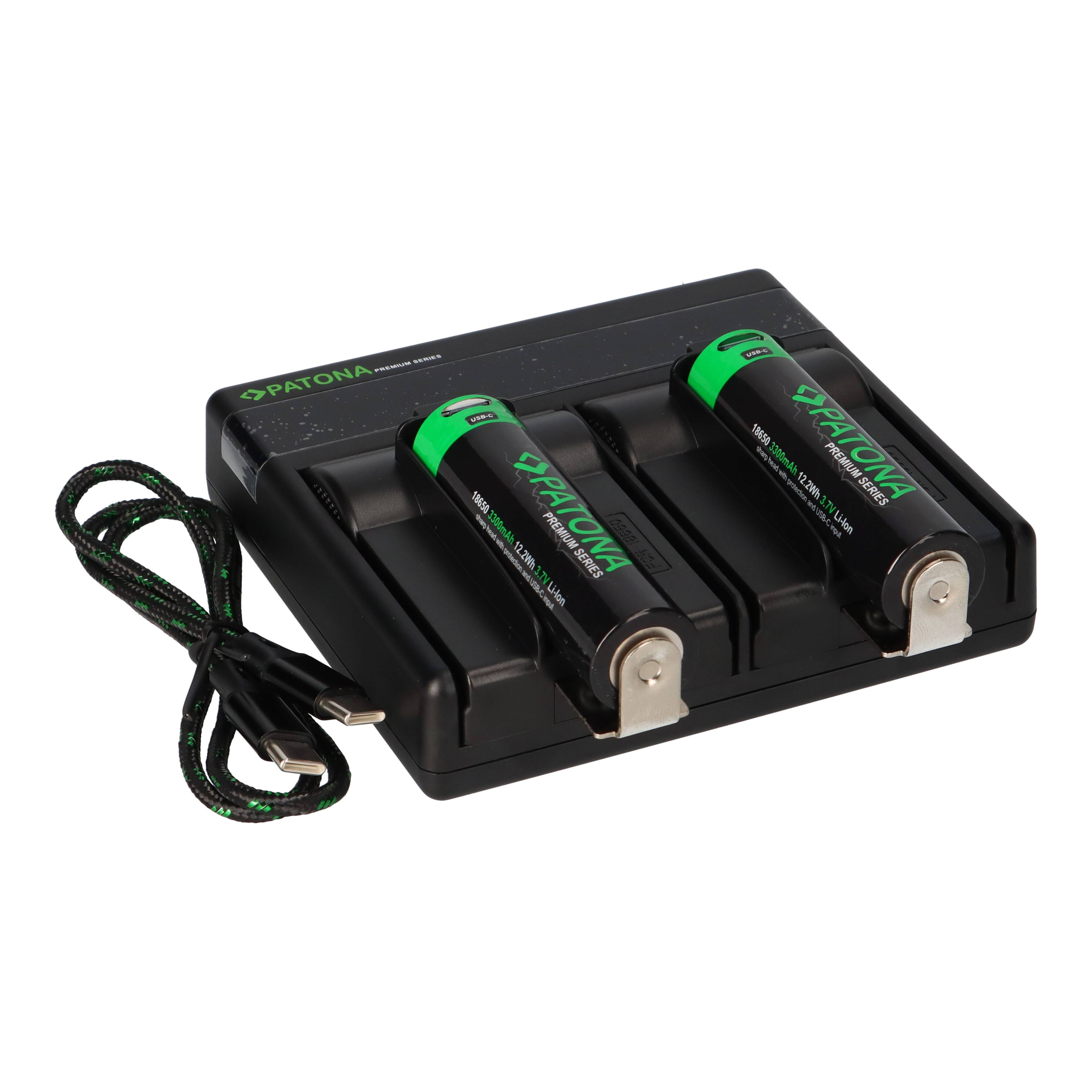 Dual PD Performance Ladegerät + 2 Premium 18650 Zellen + USB-C Input