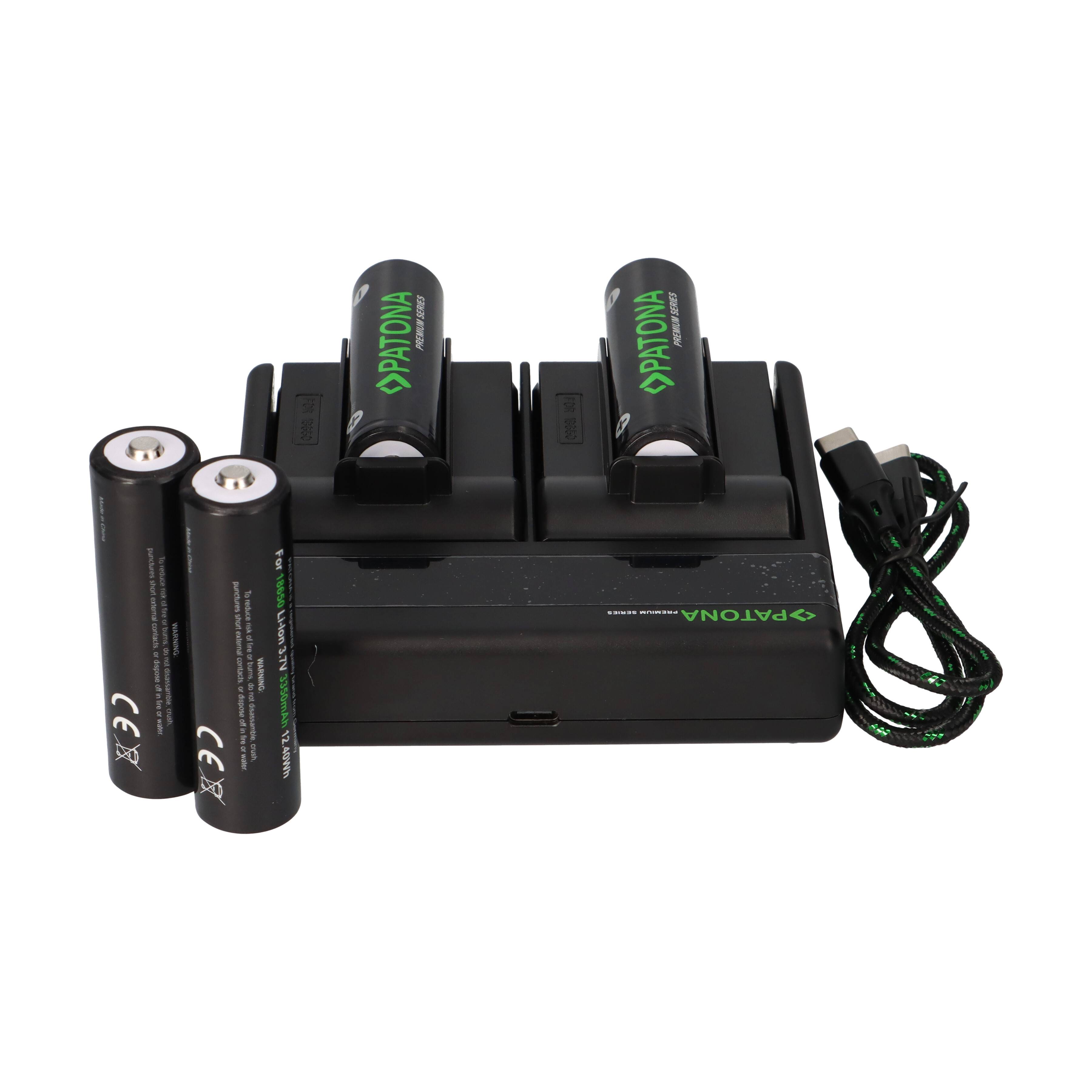 Premium Dual PD Performance Ladegerät + 4 Premium 18650 Zellen