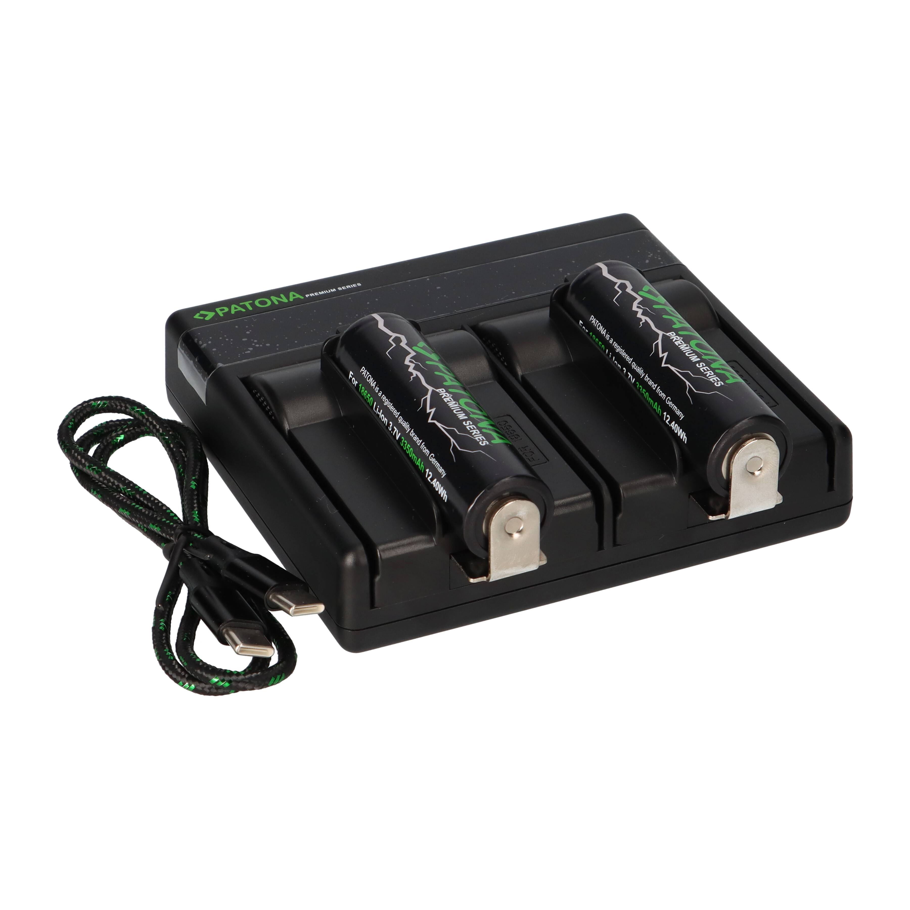 Dual PD Performance Ladegerät + 2 Premium Flattop 18650 Zellen