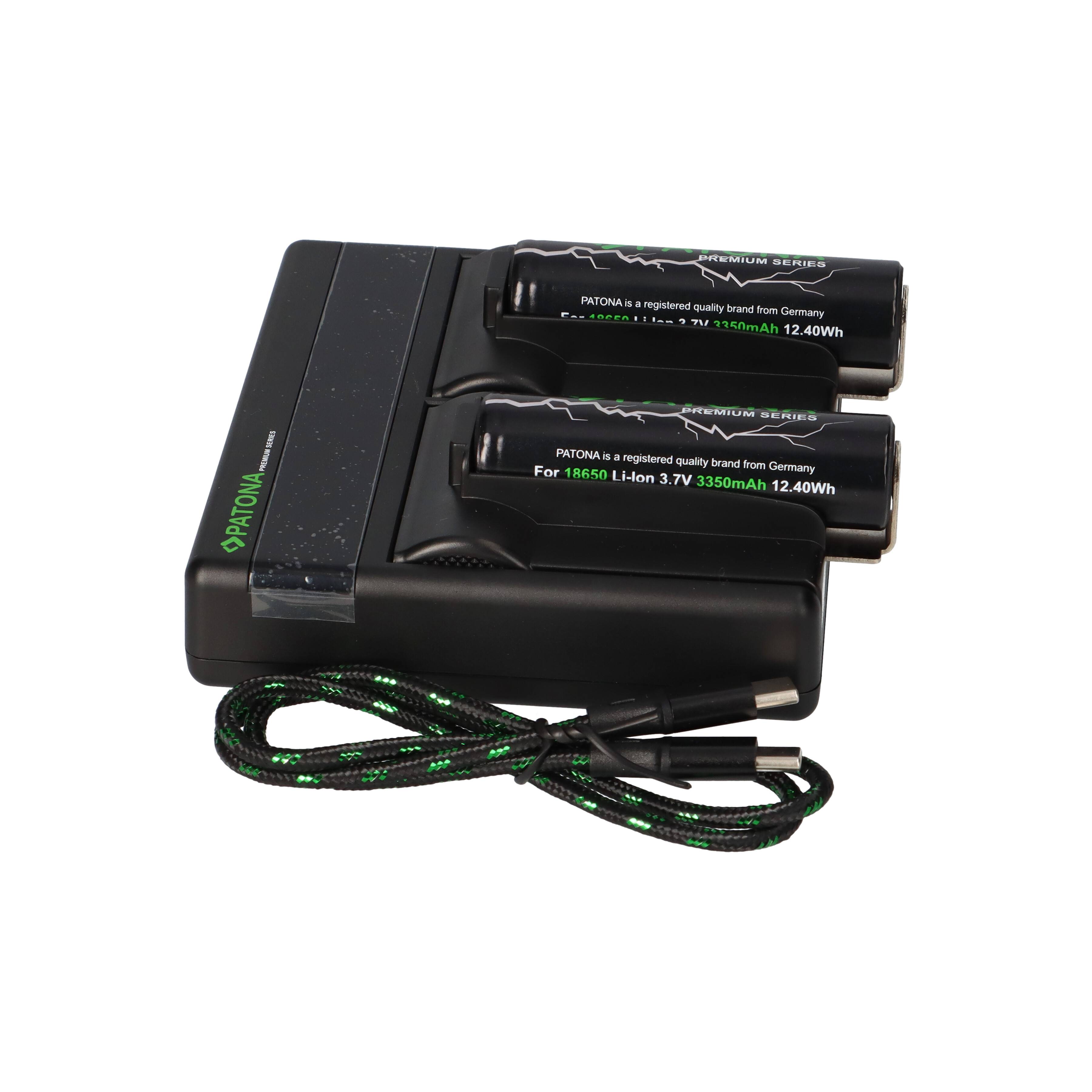 Dual PD Performance Ladegerät + 2 Premium Flattop 18650 Zellen
