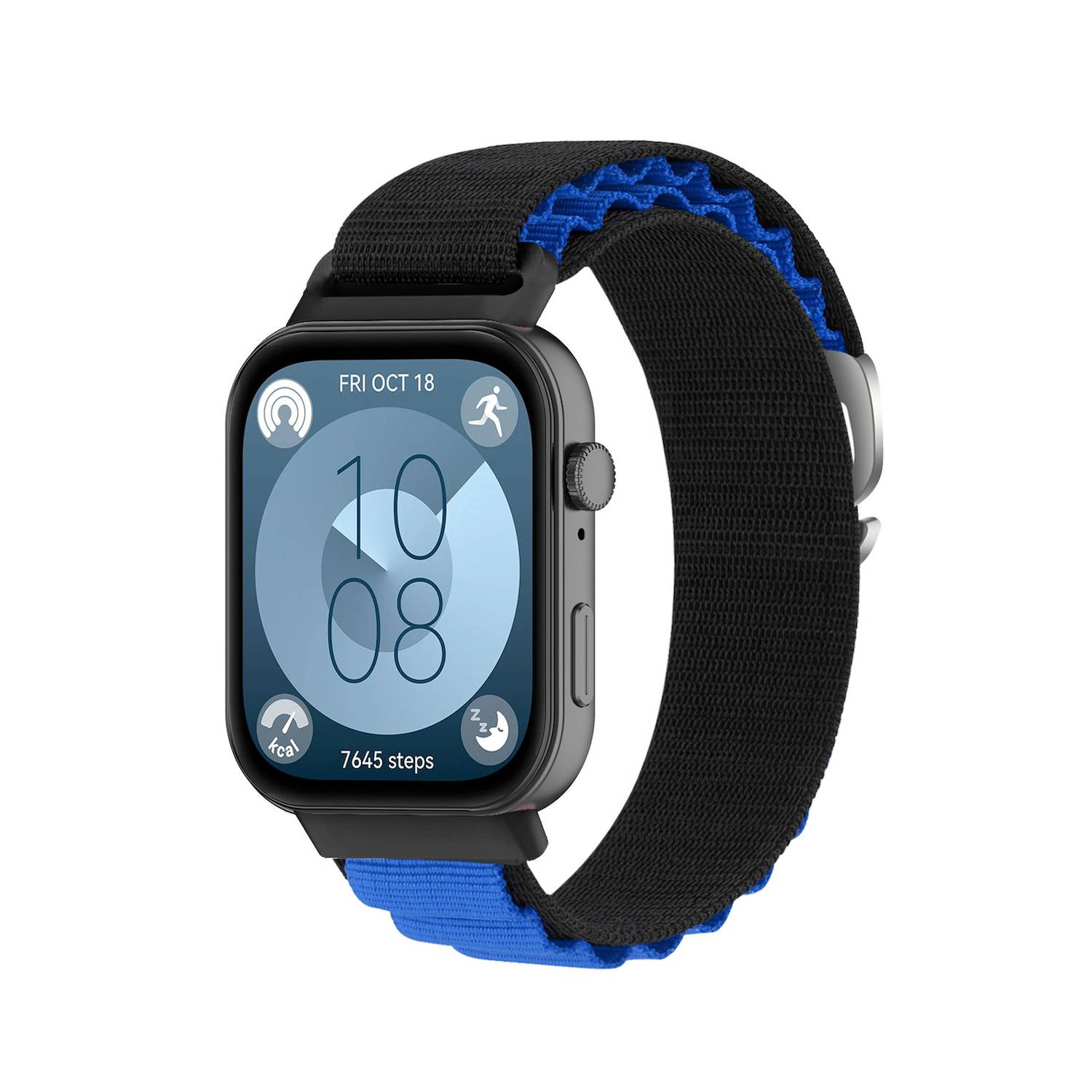 Für Huawei Watch Fit 3 Elastisches Sport Nylon Armband Schwarz / Blau
