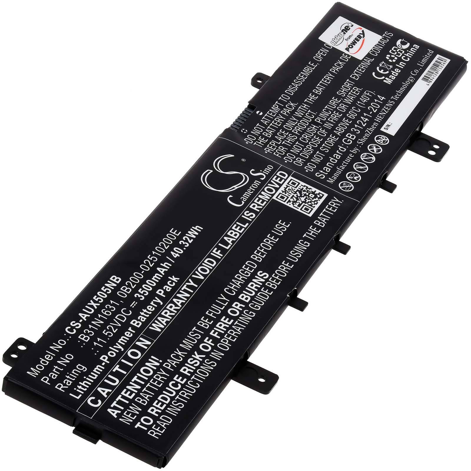 Powery Akku für Asus F505ZA Laptop, 11,52V, Li-Polymer