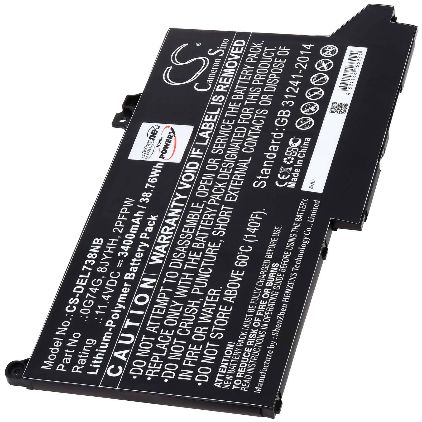 Powery Akku für Dell N018L7280-D1626CN Laptop, 11,4V, Li-Polymer