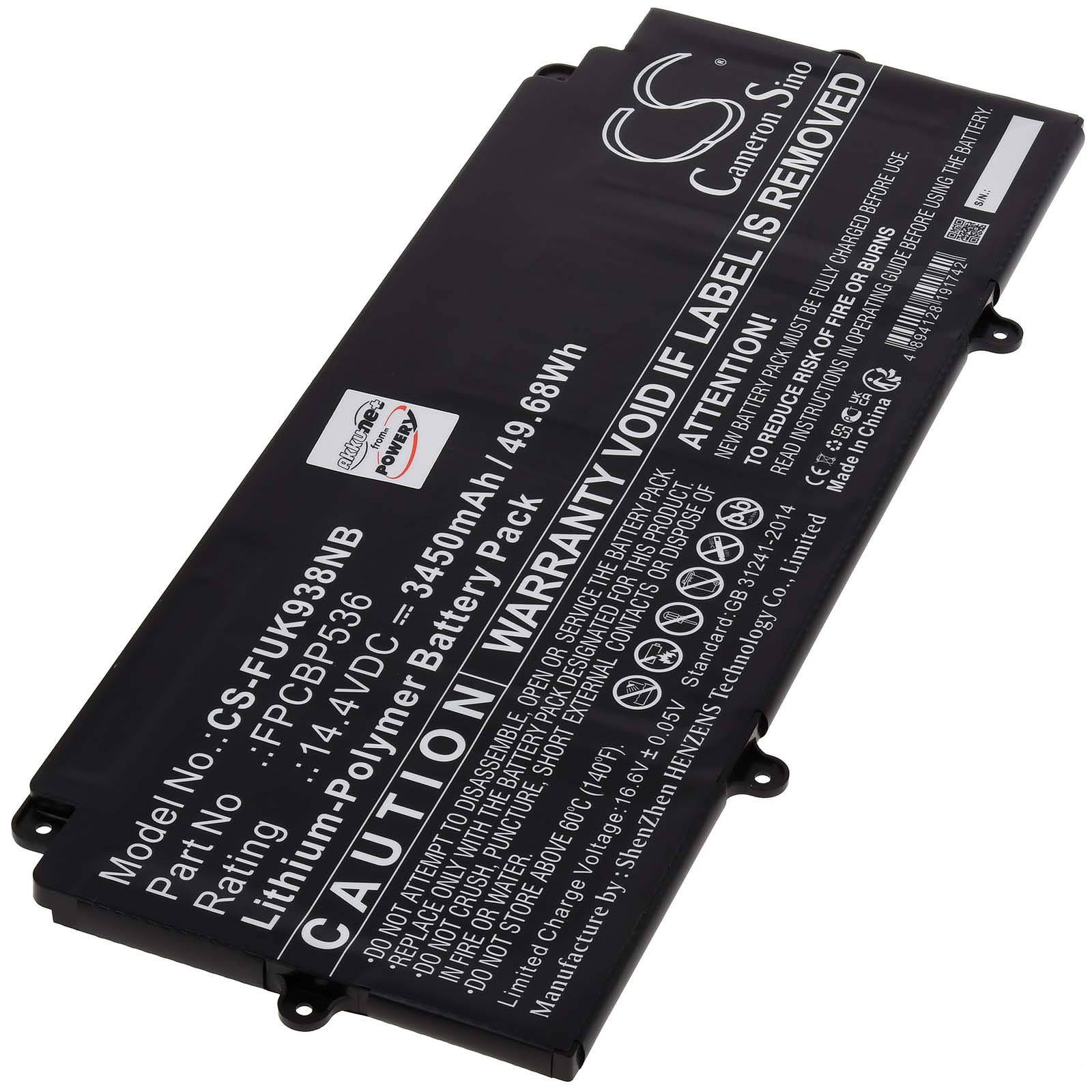 Powery Akku für Fujitsu LifeBook U938 VFY U9380MP721CH Laptop, 14,4V, Li-Polymer
