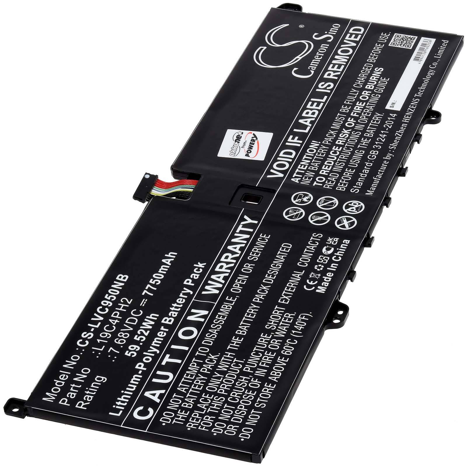 Powery Akku für Lenovo Yoga C950 Laptop, 7,68V, Li-Polymer