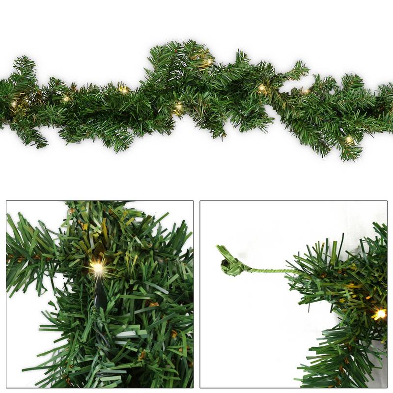 Weihnachtsgirlande - 5m mit 100 LED - mit Lichterkette - warmweiß - Out/Indoor - Tannengirlande