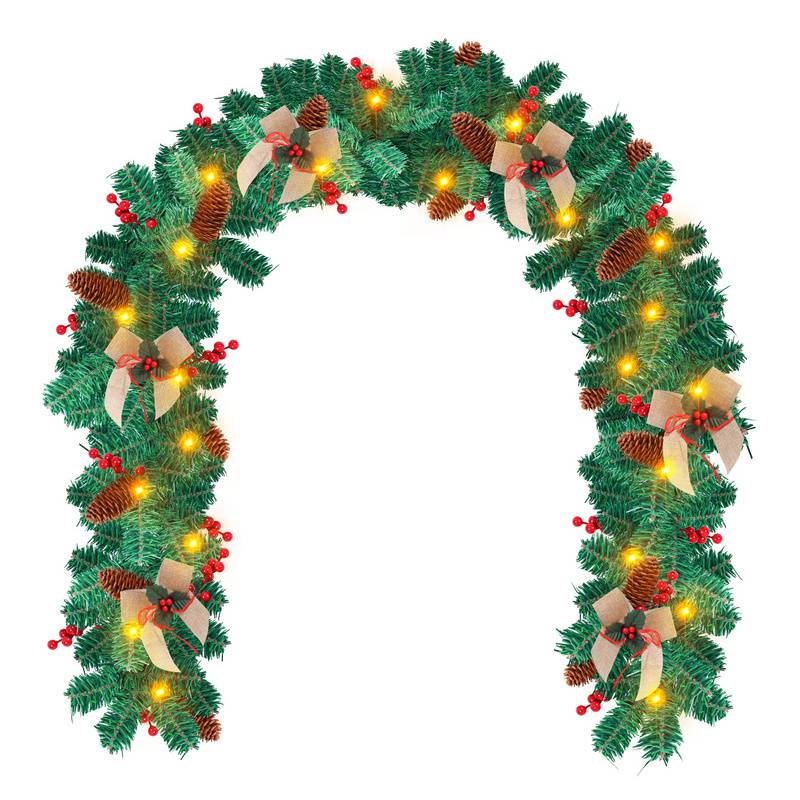 Weihnachtsgirlande Künstliche Tannengirlande Grün 5m Lange Weihnachtsdekoration mit Fernbedienung - Außen & Innen