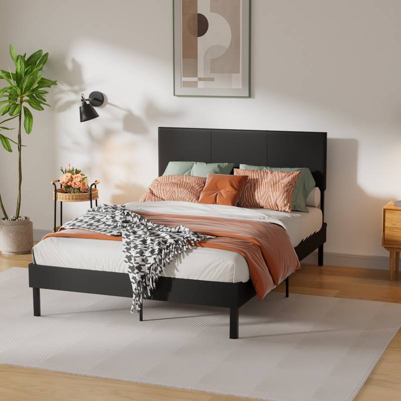 Bettgestell hohes Kopfteil robustes Bettgestell Maximale 140x200CM Tragfähigkeit 350 kg für Schlafzimmerbett Kunstleder