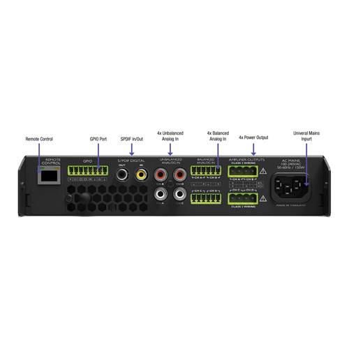 NEXO NANONXAMP4 - 4-Kanal Leistungs-TD-Controller (4x 250 W | 1/2 1HE Rackgerät) - schwarz/ silber