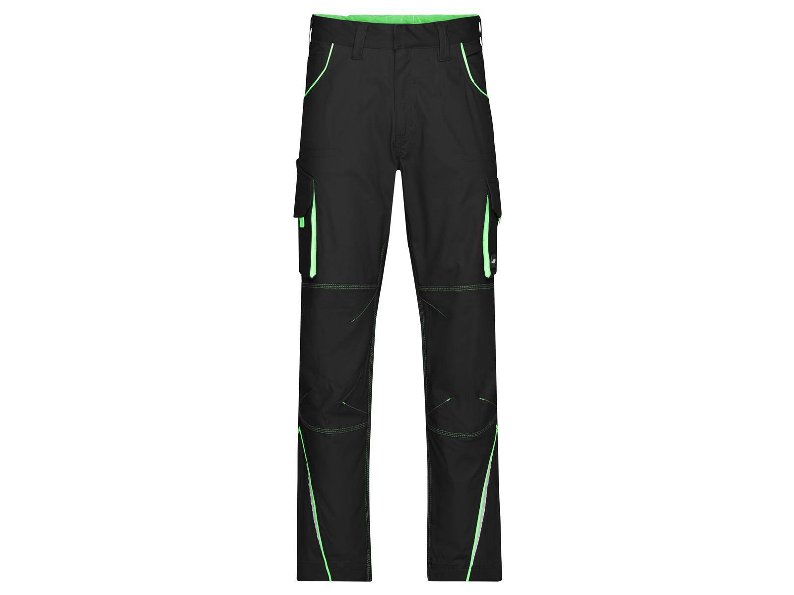 James & Nicholson® JN847 Workwear Pants Mit hochwertigen Details black/lime-green_52