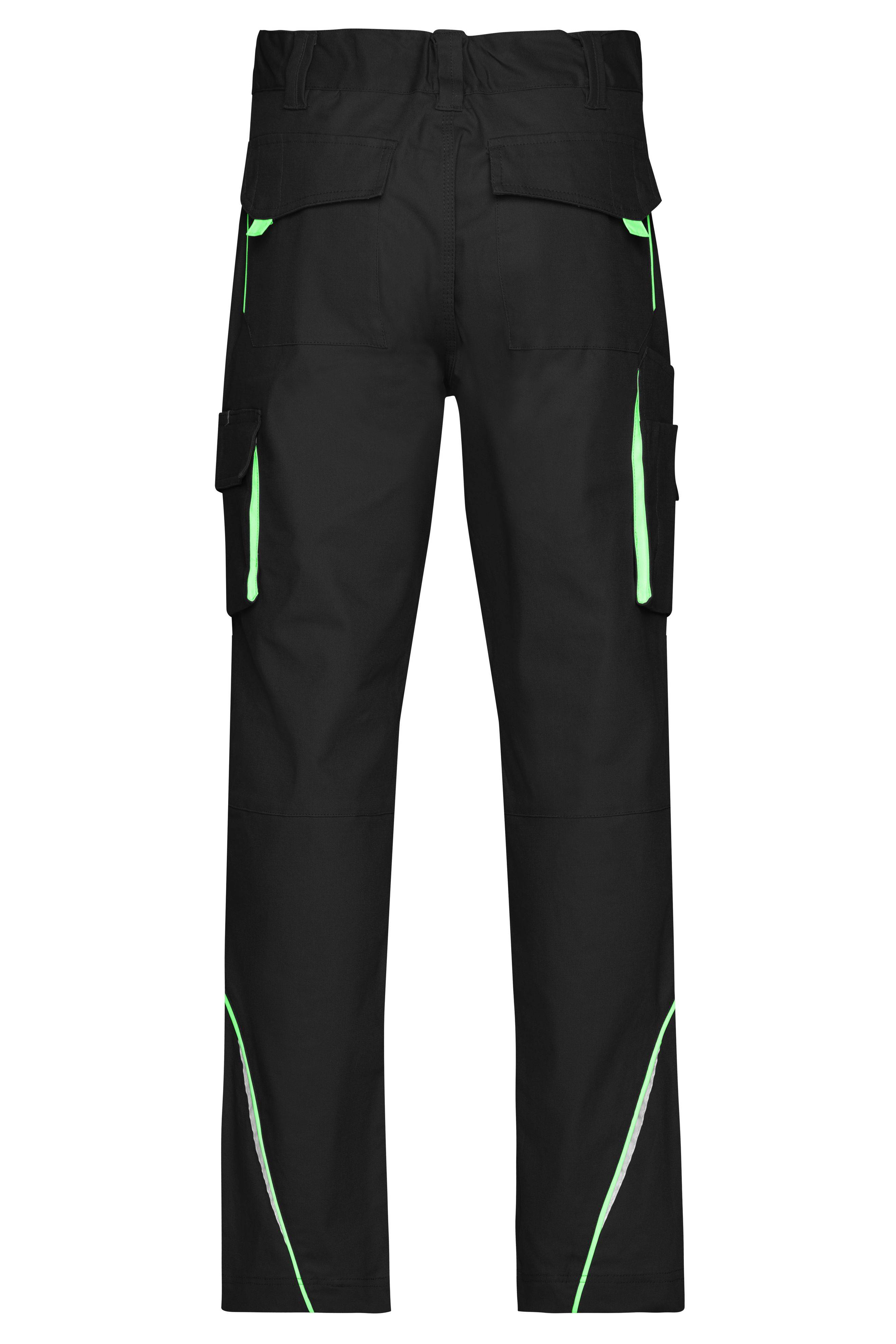 James & Nicholson® JN847 Workwear Pants Mit hochwertigen Details black/lime-green_52