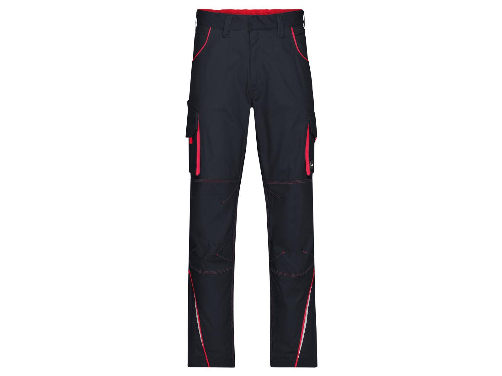 James & Nicholson® JN847 Workwear Pants Mit hochwertigen Details carbon/red_46