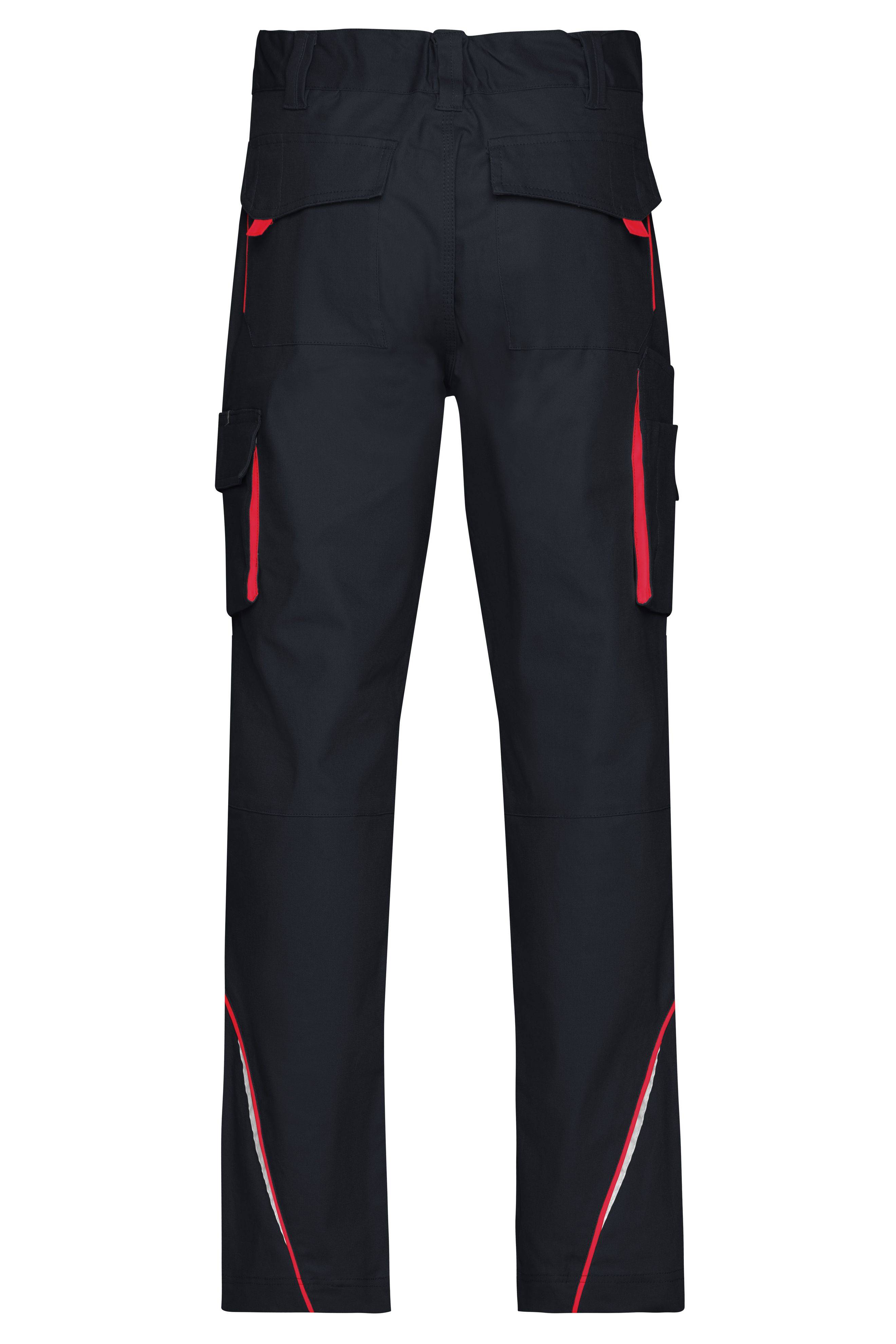 James & Nicholson® JN847 Workwear Pants Mit hochwertigen Details carbon/red_64