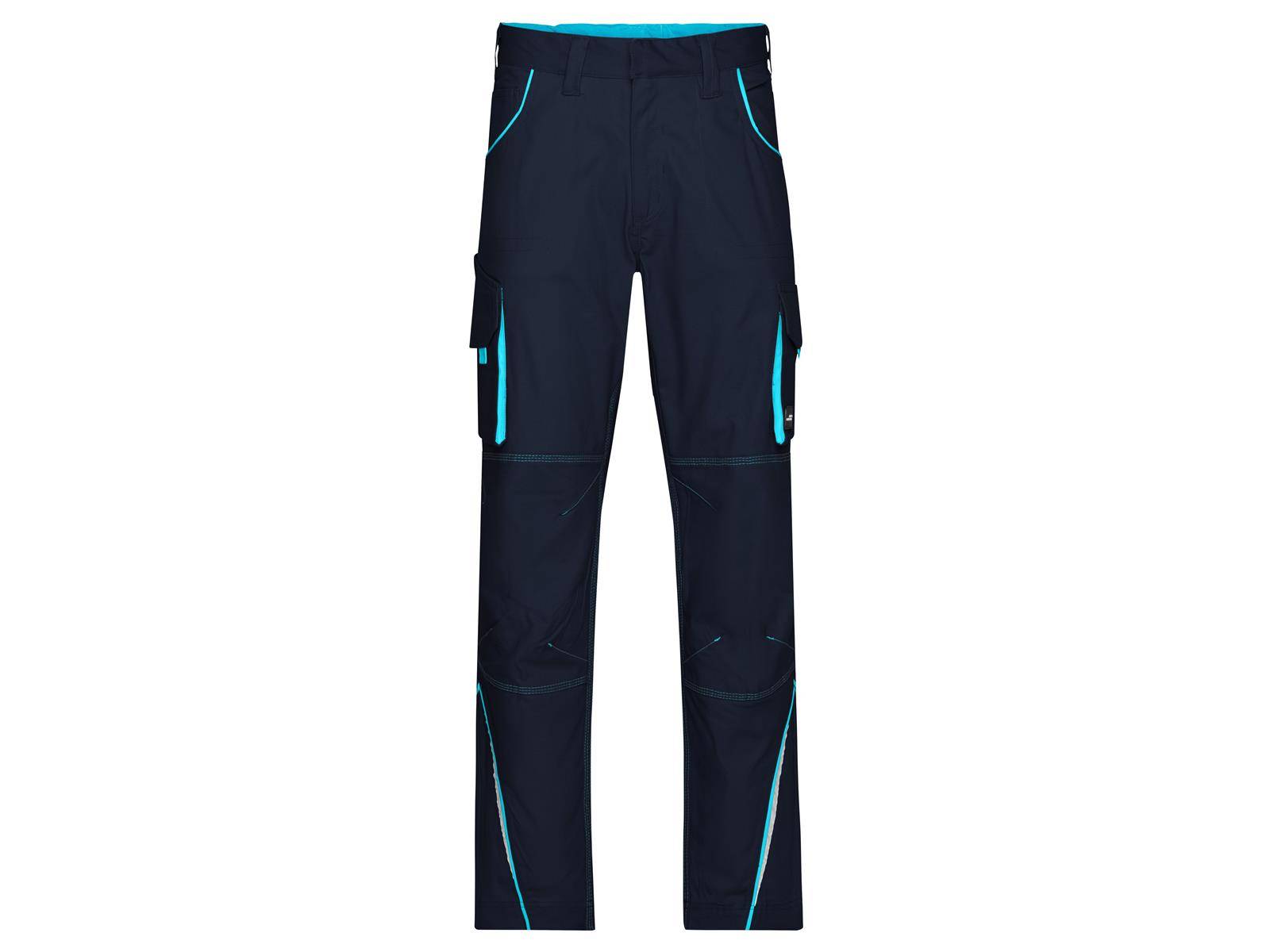 James & Nicholson® JN847 Workwear Pants Mit hochwertigen Details navy/turquoise_60