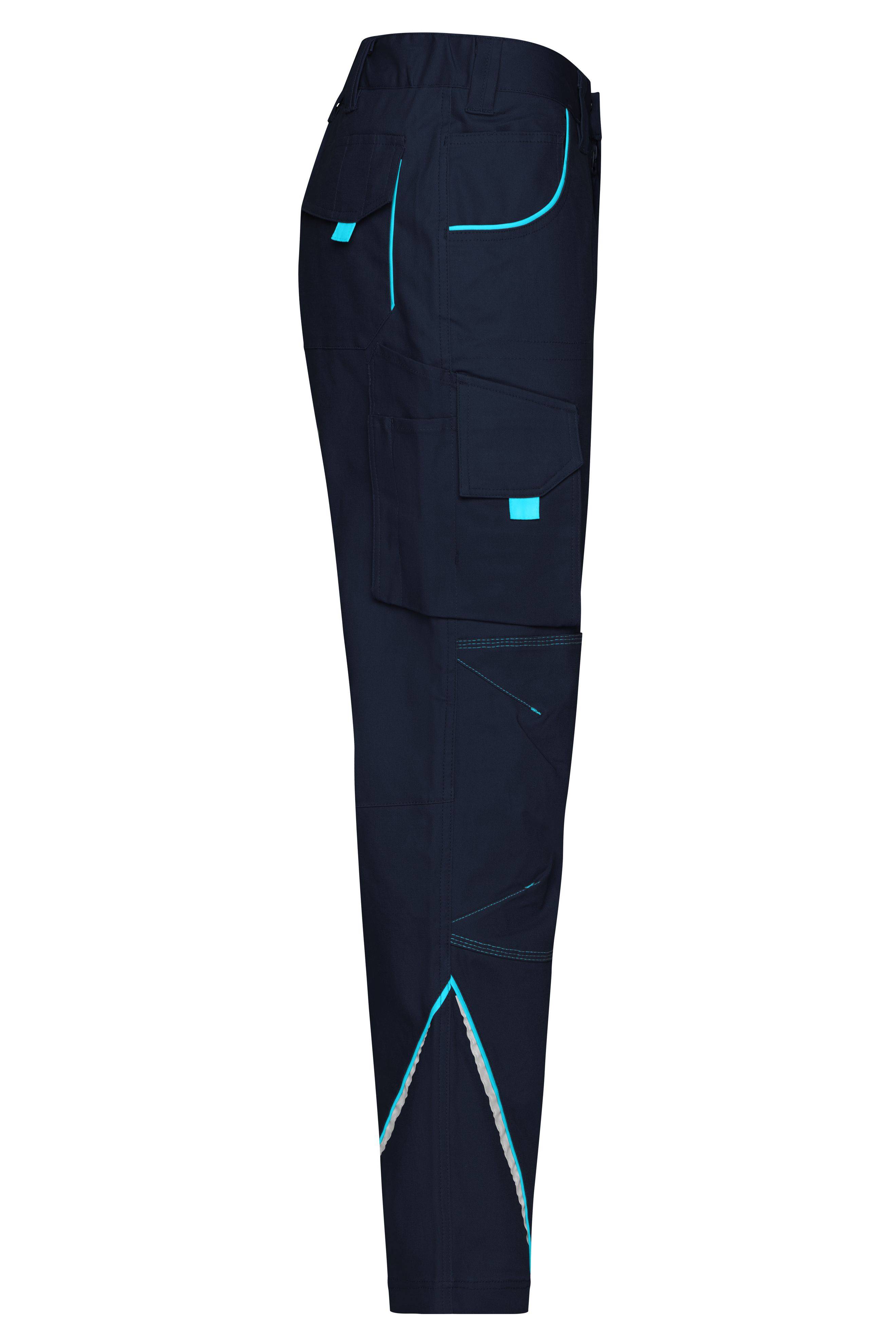 James & Nicholson® JN847 Workwear Pants Mit hochwertigen Details navy/turquoise_50