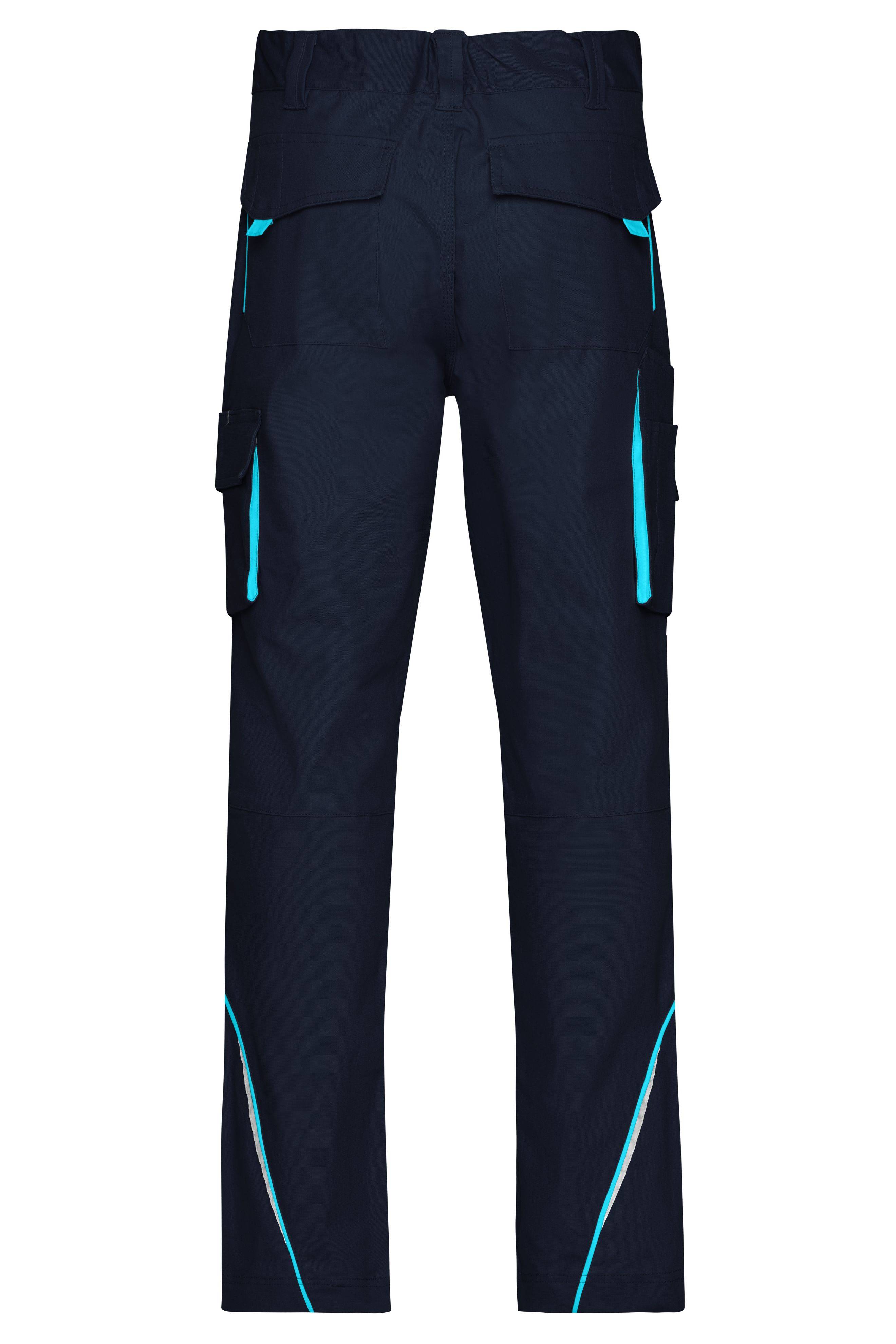 James & Nicholson® JN847 Workwear Pants Mit hochwertigen Details navy/turquoise_46