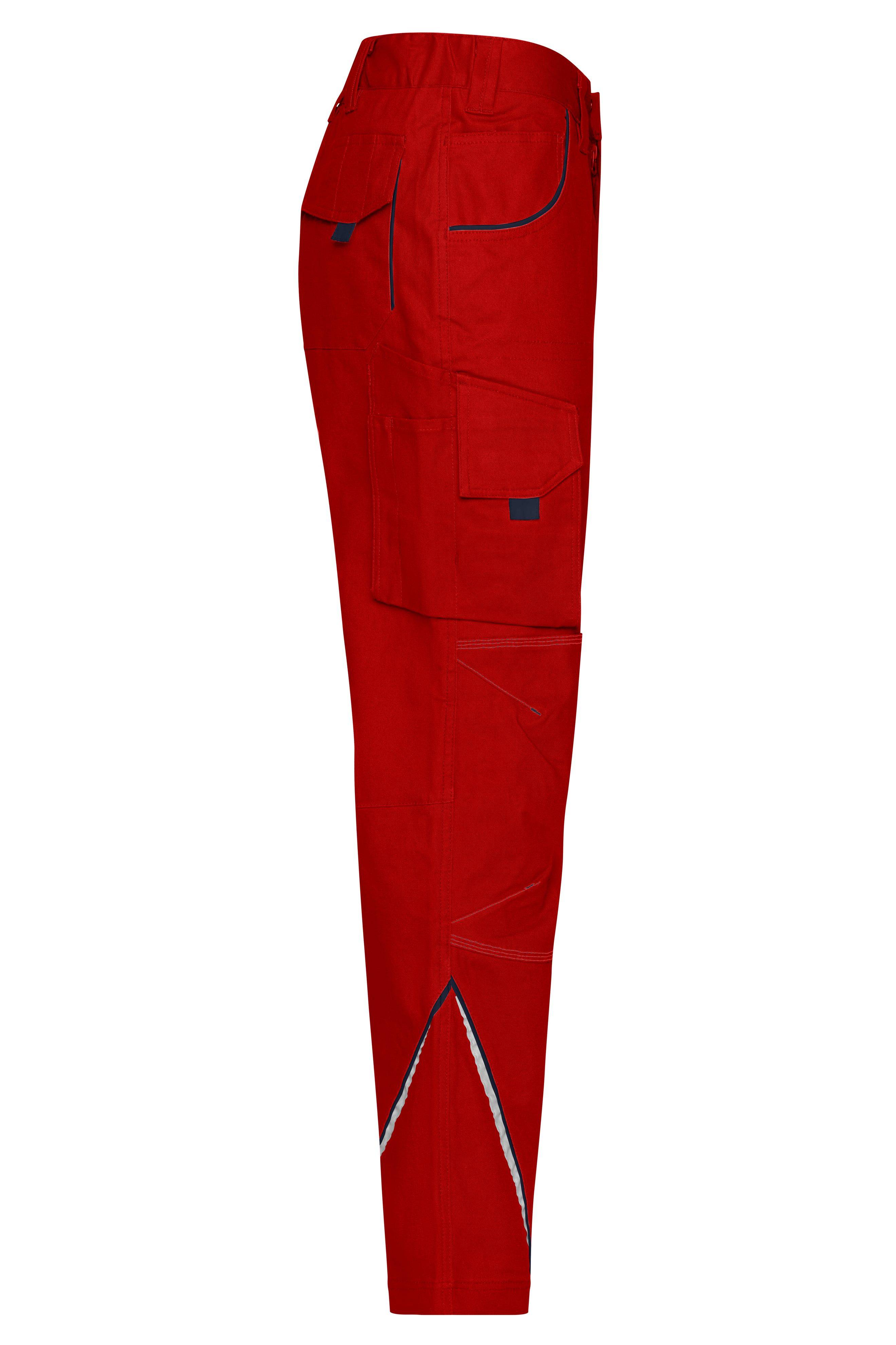 James & Nicholson® JN847 Workwear Pants Mit hochwertigen Details red/navy_26