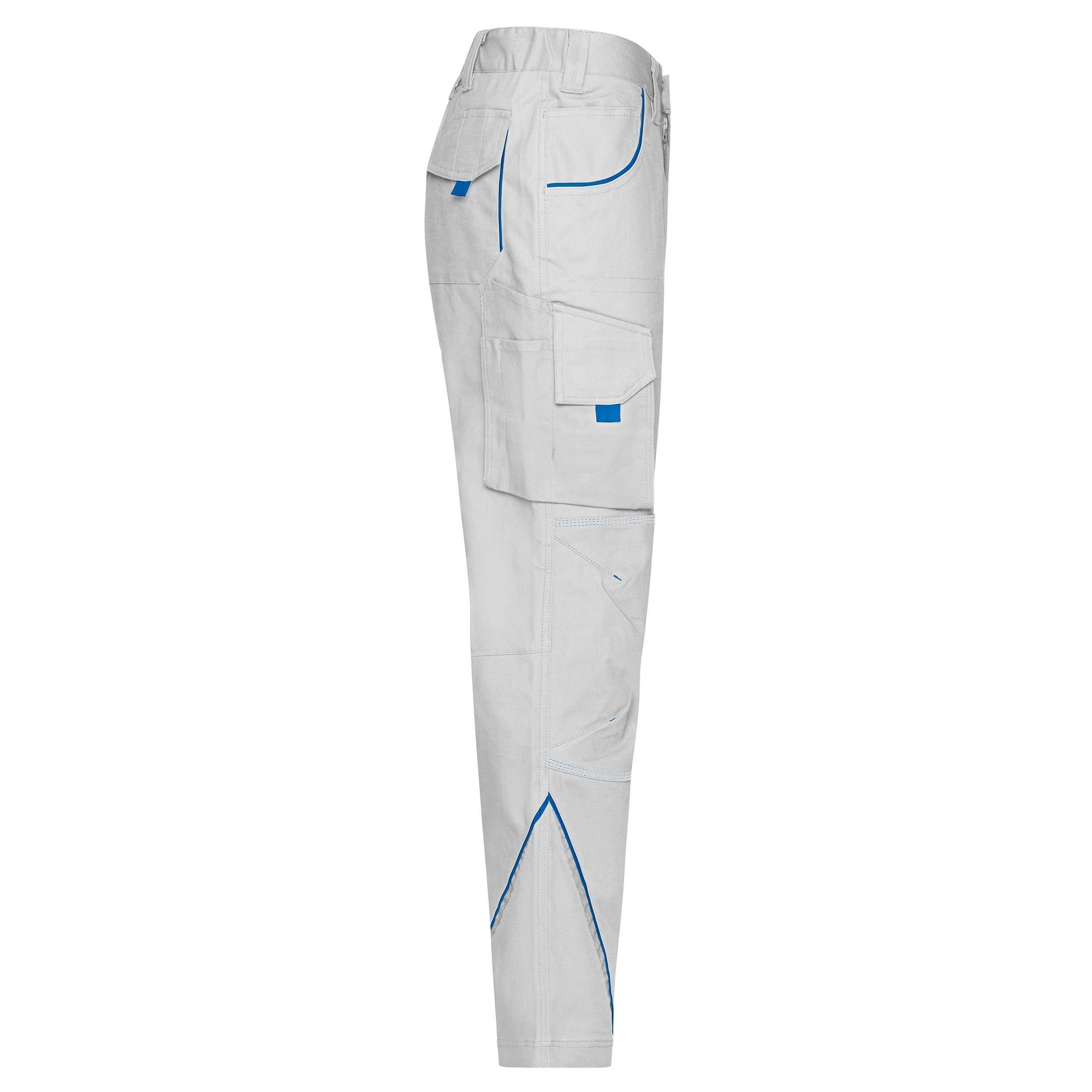 James & Nicholson® JN847 Workwear Pants Mit hochwertigen Details white/royal_42